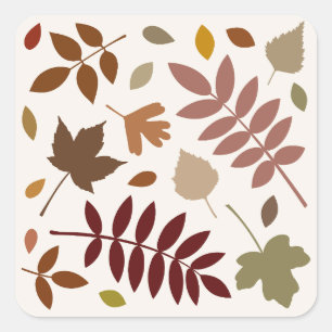 Fallen Leaves Design Fall Colours on Cream Square Sticker