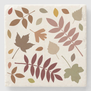 Fallen Leaves Design Fall Colours on Cream Stone Coaster