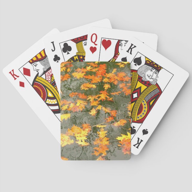 fallen leaves in autumn rain playing cards (Back)