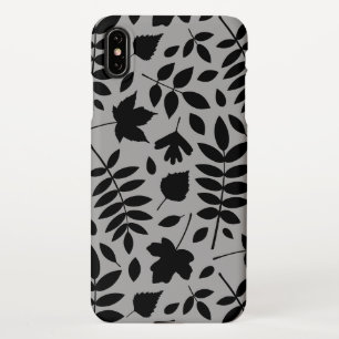 Fallen Leaves Lg Pattern Black on Grey iPhone XS Max Case