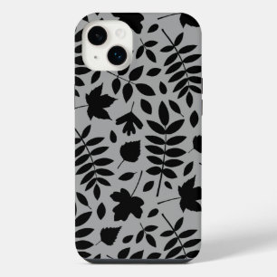 Fallen Leaves Lg Pattern Black on Grey iPhone 14 Plus Case
