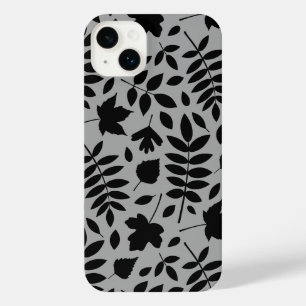 Fallen Leaves Lg Pattern Black on Grey iPhone 14 Plus Case
