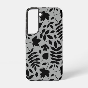 Fallen Leaves Lg Pattern Black on Grey Samsung Galaxy Case