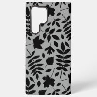Fallen Leaves Lg Pattern Black on Grey