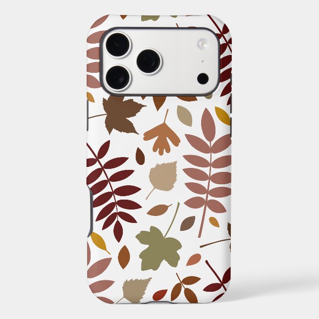 Fallen Leaves Lg Pattern Fall Colours on White (Back)