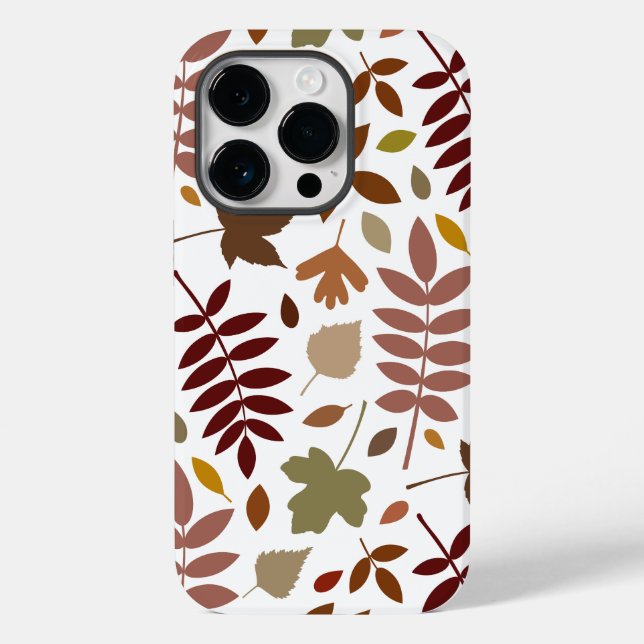 Fallen Leaves Lg Pattern Fall Colours on White Case-Mate iPhone Case (Back)