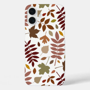 Fallen Leaves Lg Pattern Fall Colours on White iPhone 16 Plus Case