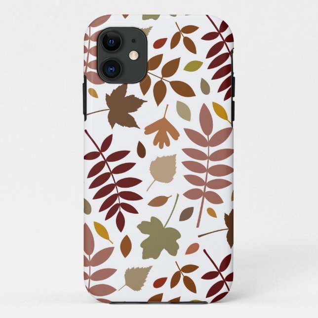 Fallen Leaves Lg Pattern Fall Colours on White Case-Mate iPhone Case (Back)