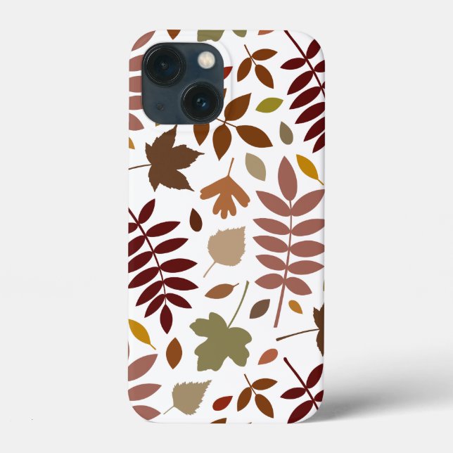 Fallen Leaves Lg Pattern Fall Colours on White Case-Mate iPhone Case (Back)