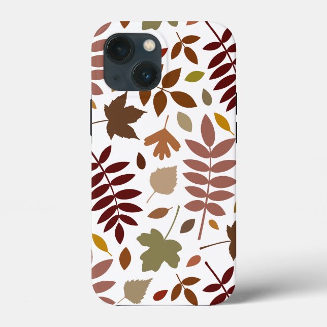Fallen Leaves Lg Pattern Fall Colours on White Case-Mate iPhone Case (Back)