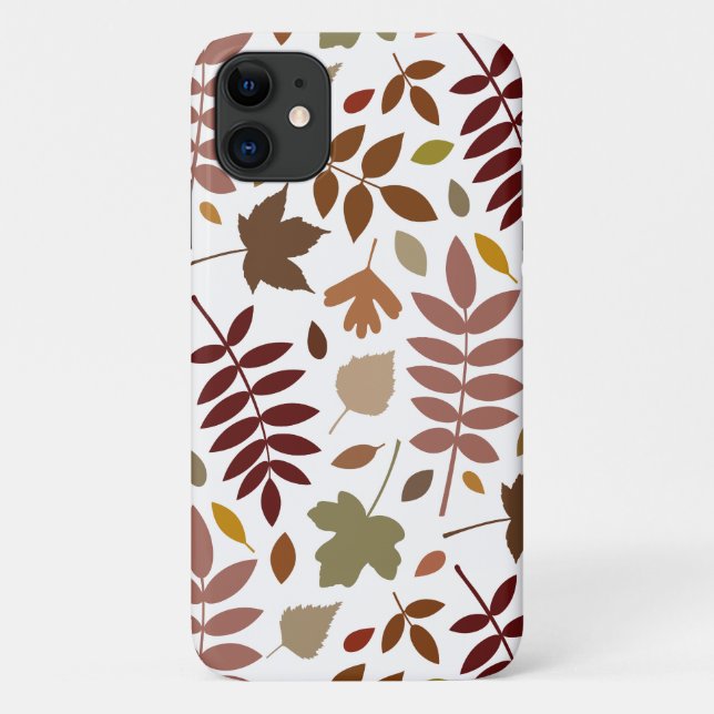 Fallen Leaves Lg Pattern Fall Colours on White Case-Mate iPhone Case (Back)