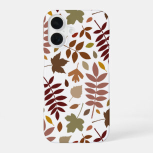 Fallen Leaves Lg Pattern Fall Colours on White iPhone 16 Case