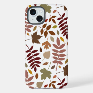 Fallen Leaves Lg Pattern Fall Colours on White iPhone 15 Plus Case