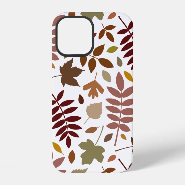 Fallen Leaves Lg Pattern Fall Colours on White iPhone Case (Back)