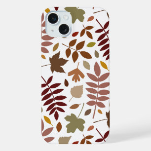 Fallen Leaves Lg Pattern Fall Colours on White iPhone 15 Plus Case