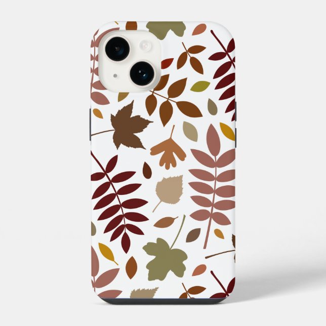Fallen Leaves Lg Pattern Fall Colours on White iPhone Case (Back)