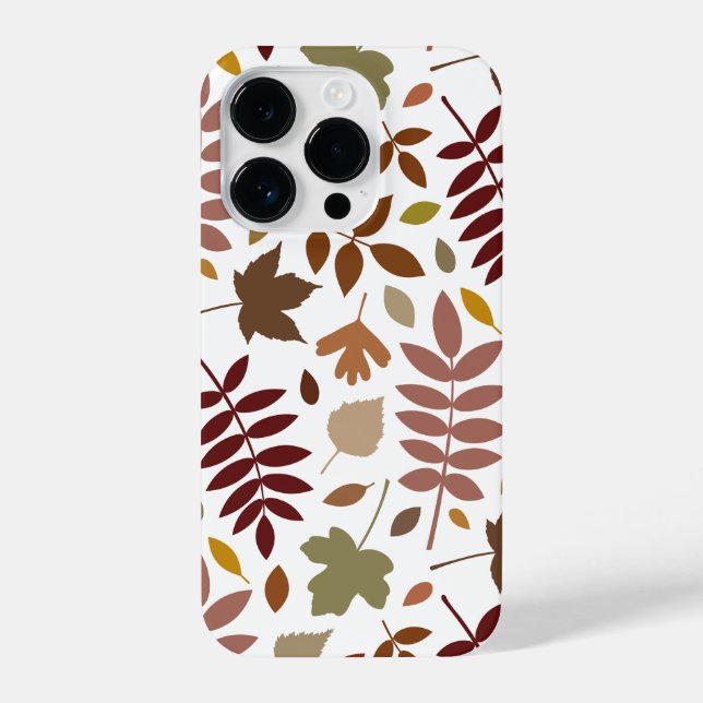 Fallen Leaves Lg Pattern Fall Colours on White iPhone Case (Back)