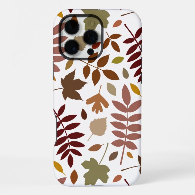 Fallen Leaves Lg Pattern Fall Colours on White iPhone Case (Back)
