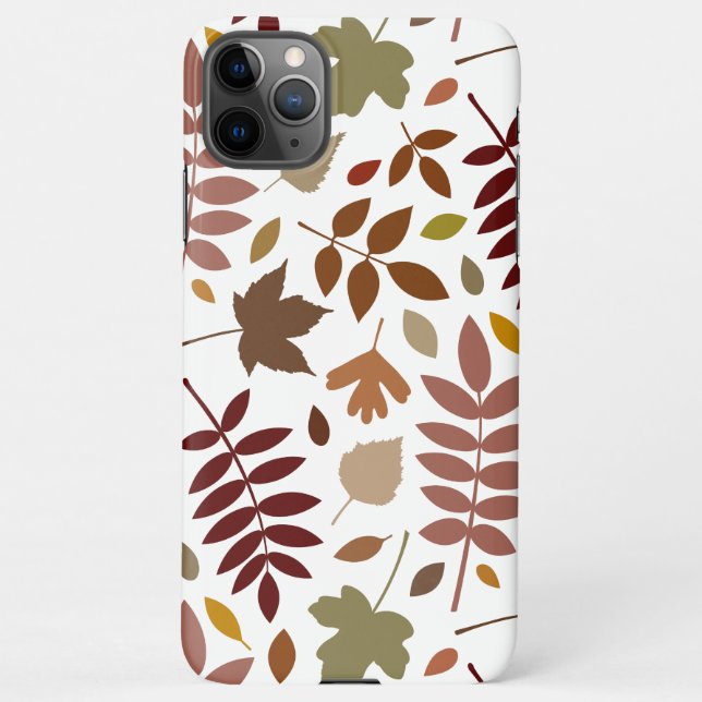 Fallen Leaves Lg Pattern Fall Colours on White iPhone Case (Back)