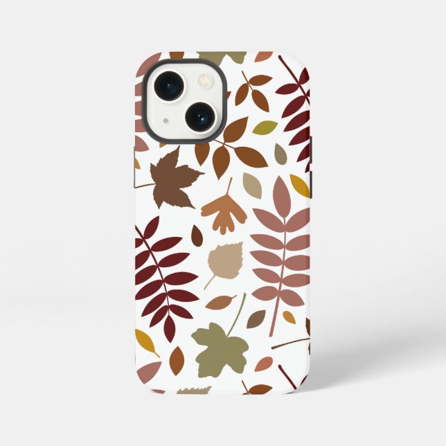 Fallen Leaves Lg Pattern Fall Colours on White iPhone Case (Back)