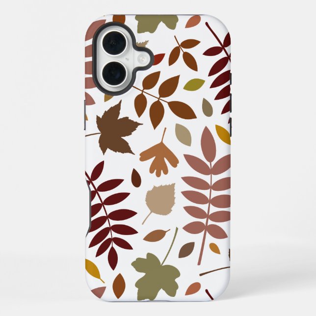Fallen Leaves Lg Pattern Fall Colours on White iPhone Case (Back)