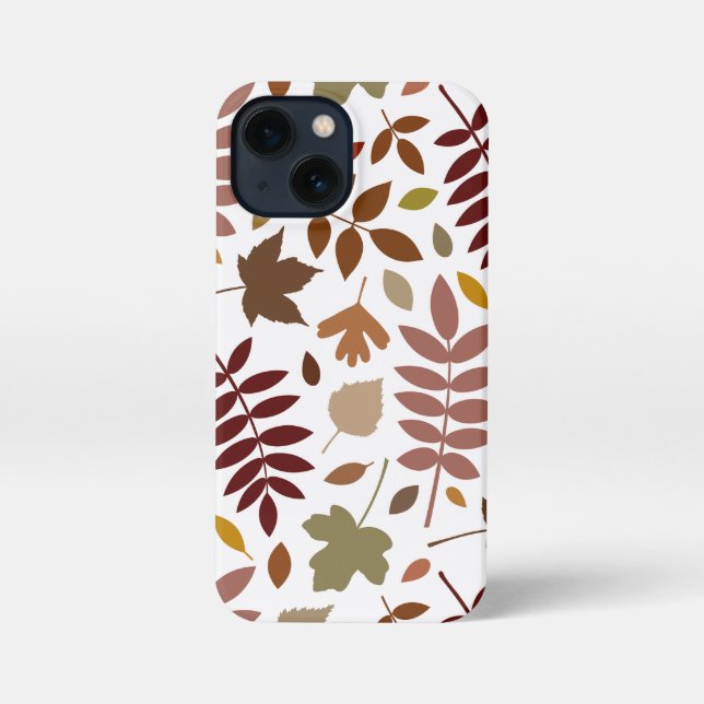 Fallen Leaves Lg Pattern Fall Colours on White iPhone Case (Back)