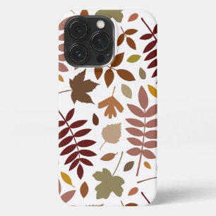 Fallen Leaves Lg Pattern Fall Colours on White iPhone 13 Pro Case