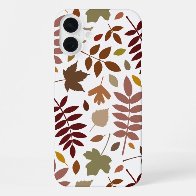 Fallen Leaves Lg Pattern Fall Colours on White iPhone Case (Back)