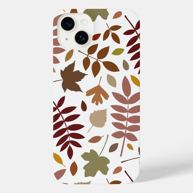Fallen Leaves Lg Pattern Fall Colours on White iPhone Case (Back)