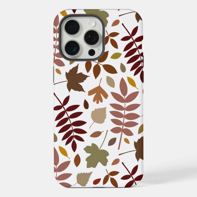 Fallen Leaves Lg Pattern Fall Colours on White iPhone Case (Back)