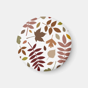 Fallen Leaves Lg Pattern Fall Colours on White Magnet