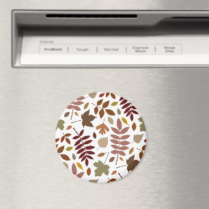 Fallen Leaves Lg Pattern Fall Colours on White Magnet