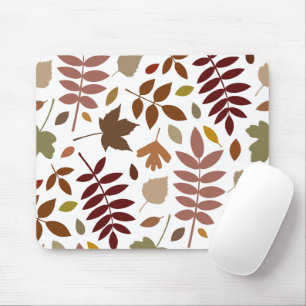 Fallen Leaves Lg Pattern Fall Colours on White Mouse Mat