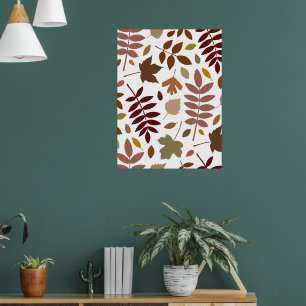 Fallen Leaves Lg Pattern Fall Colours on White Poster
