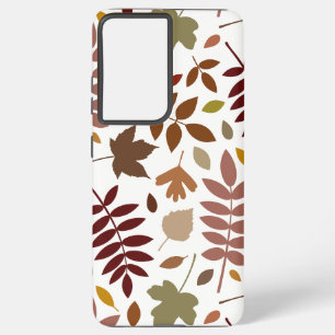 Fallen Leaves Lg Pattern Fall Colours on White Samsung Galaxy Case