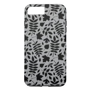 Fallen Leaves Pattern Black on Grey iPhone 8 Plus/7 Plus Case