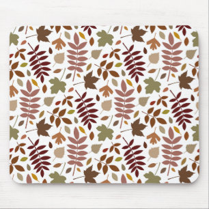 Fallen Leaves Pattern Fall Colours on White Mouse Mat