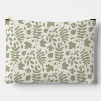 Fallen Leaves Pattern Green on Cream