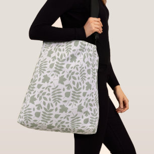 Fallen Leaves Pattern Green on Cream Crossbody Bag