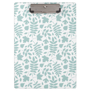 Fallen Leaves Pattern Lt Teal on White Clipboard