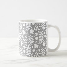 Fallen Leaves Pattern White on Grey