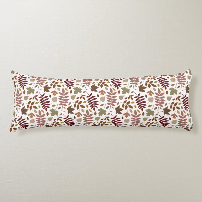 Fallen Leaves Rpt Pattern Fall Colours on White Body Cushion (Front)