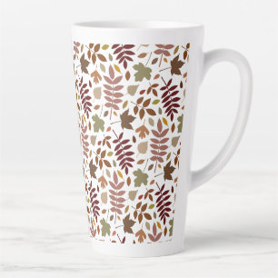 Fallen Leaves Rpt Pattern Fall Colours on White Latte Mug