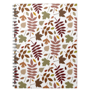 Fallen Leaves Rpt Pattern Fall Colours on White Notebook