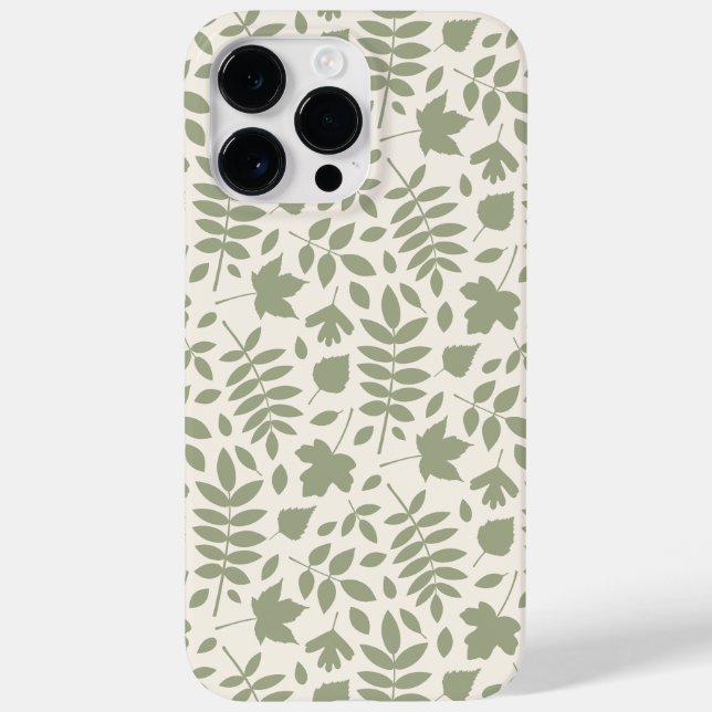 Fallen Leaves Rpt Pattern Green on Cream Case-Mate iPhone Case (Back)