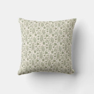 Fallen Leaves Sml Pattern Green on Cream Cushion