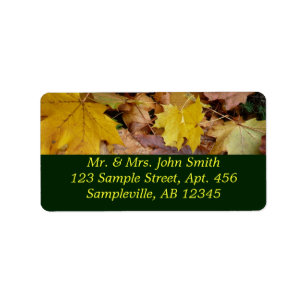 Fallen Maple Leaves Yellow Autumn Nature Label