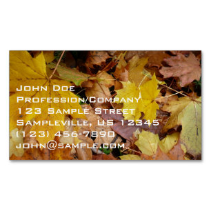 Fallen Maple Leaves Yellow Autumn Nature Magnetic Business Card