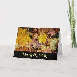 Fallen Maple Leaves Yellow Autumn Nature Thank You Card