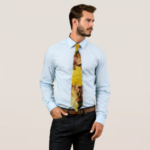 Fallen Maple Leaves Yellow Autumn Nature Tie